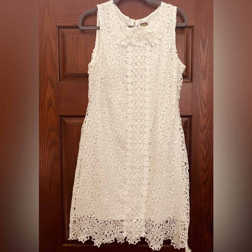 Taylor Crochet Lace Floral Zippered Dress